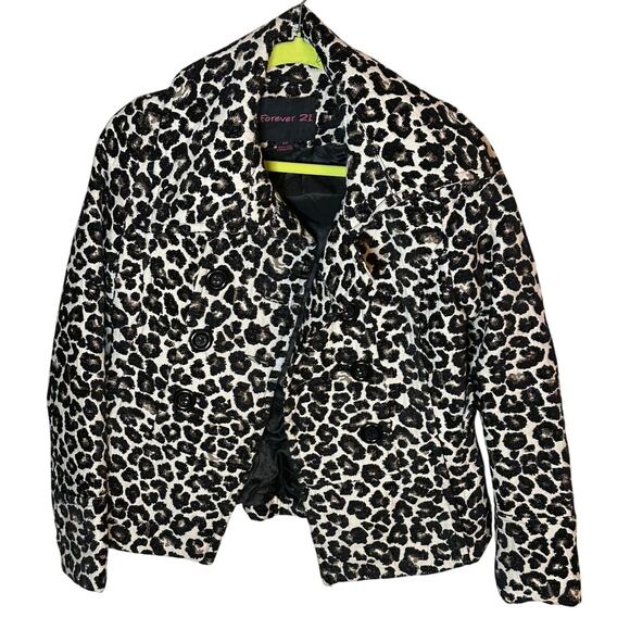 Y2K Leopard Print Button-Front Jacket - Size Small - Forever 21 - Picture 1 of 4